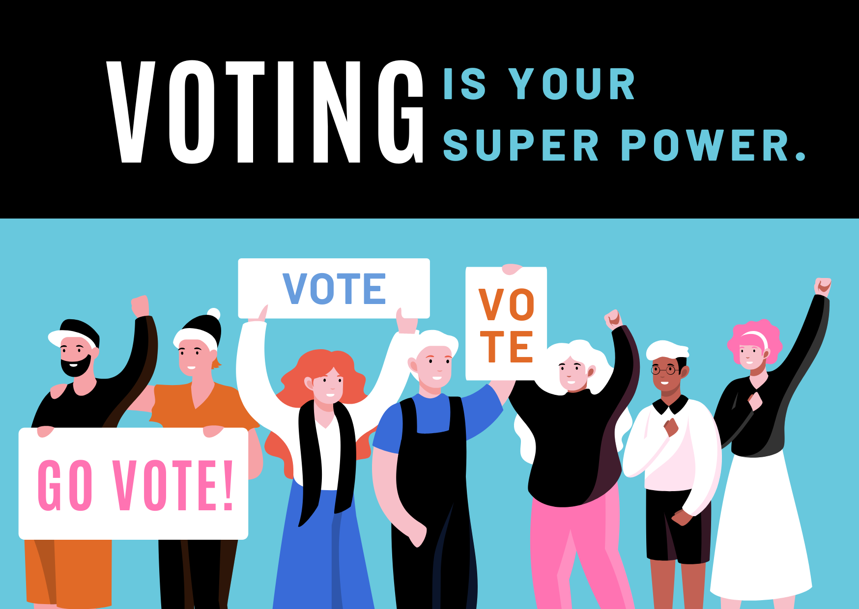 Blue and Black Voter Education Postcards