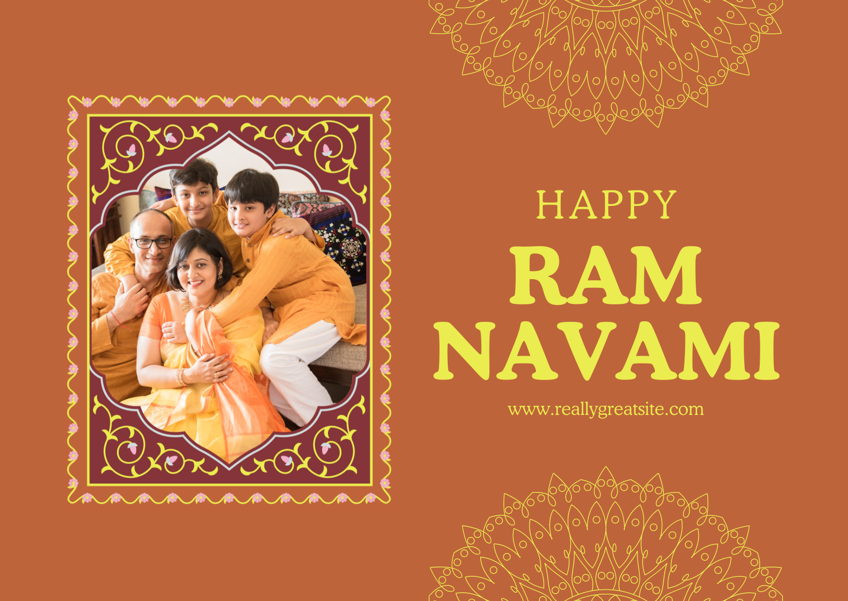 Brown Yellow Traditional Minimalist Ram Navami Postcard