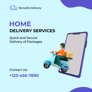Blue and Purple 3D Illustrated Delivery Services Instagram Post