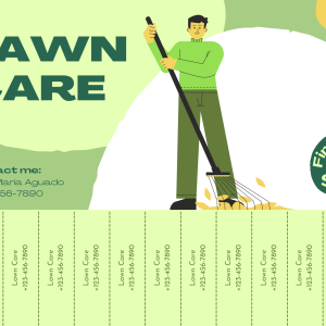 Green Organic Illustration Lawn Care Tear-off Flyer