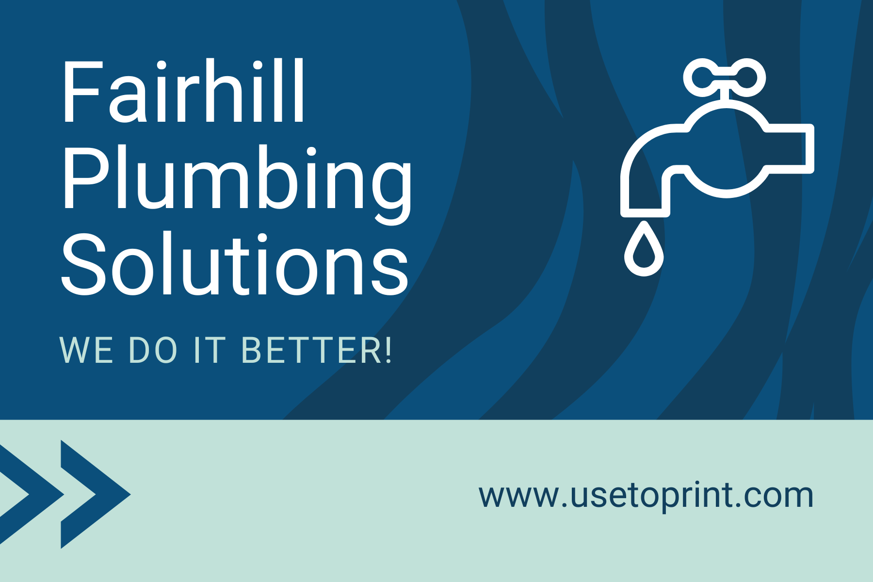 Plumbing Magnet in Dark Blue Seafoam Green Corporate Style