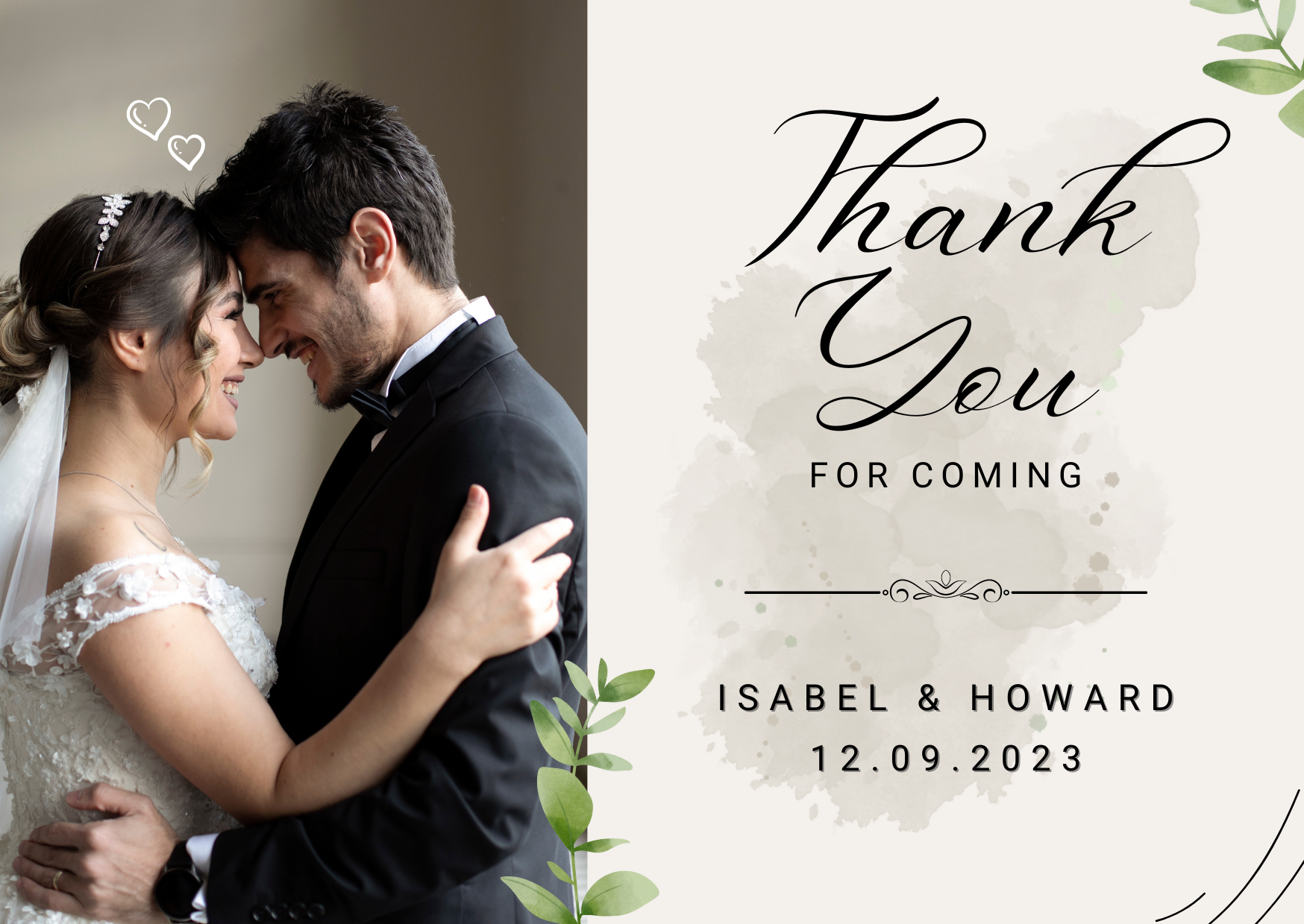 White Minimalist Wedding Thankyou Postcard